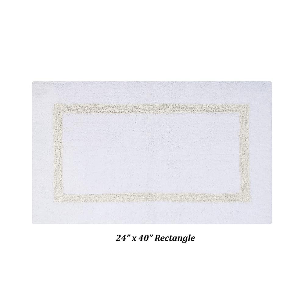 Better Trends Hotel 100% Cotton Tufted Two Tone Reversible Bath Rug 24" x 40" Rectangle - White/Ivory
