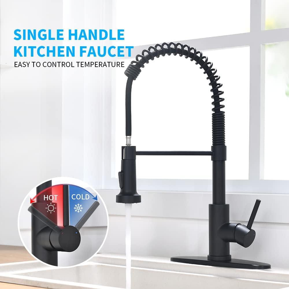 Black Stainless Steel Kitchen Faucet with Pull-out Spray