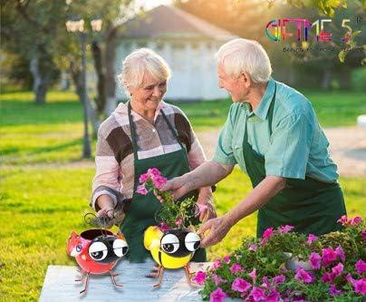 GIFTME 5 Garden Ornaments Planter Pot,Yellow Planters for Indoor or Outdoor,Succulent Planter with Drainage,Metal Cute and Funny Bee Pot Planter(7.5Inch,1pc Bee)