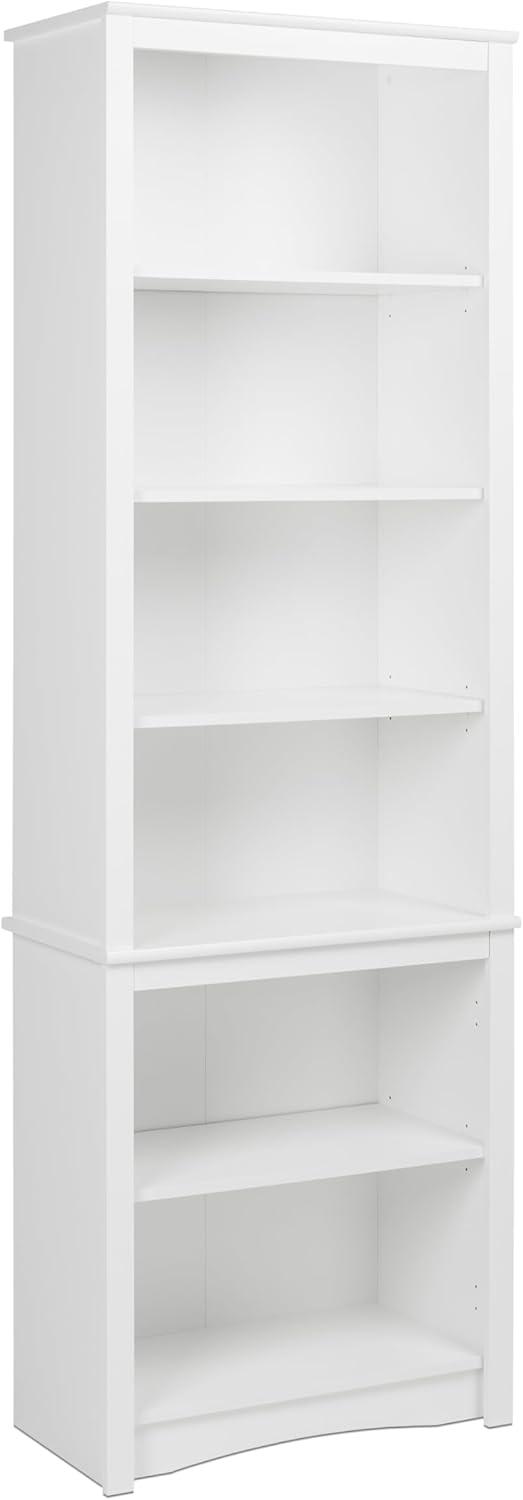 80" Tall Bookshelf White - Prepac: Laminated 6-Shelf Storage, Modern Design
