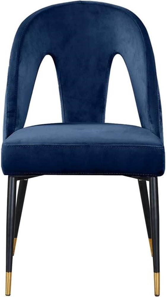 Meridian Furniture Akoya 19.5"H Velvet Dining Chair in Navy (Set of 2)