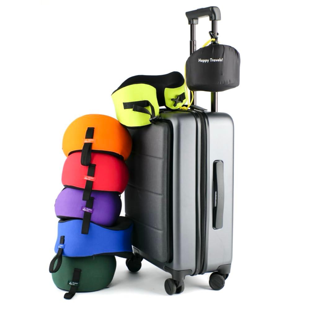 C CUSHION LAB Travel Pillow, Award-Winning Patented Ergonomic Design for Chin & Neck Support Memory Foam Neck Pillow, Compact Airplane Pillow for Traveling, Flight, Car (Navy, Medium)