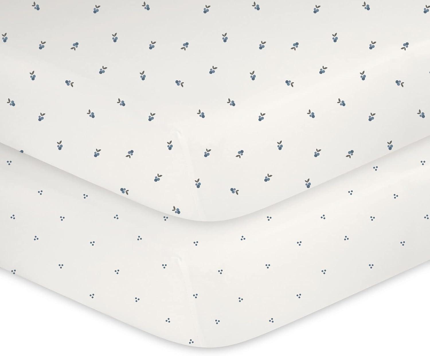 Ely's & Co. Waterproof Crib Sheets -Berry and Cluster Dot Blue 2 Pack