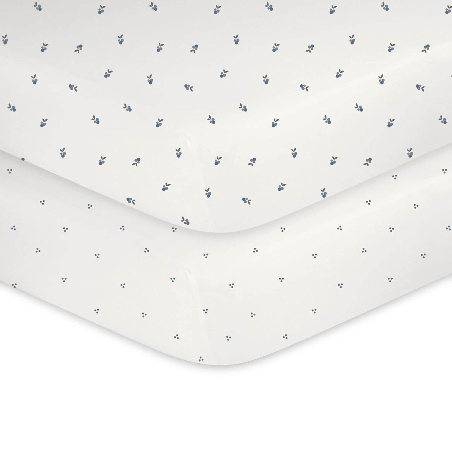 Ely's & Co. Waterproof Crib Sheets -Berry and Cluster Dot Blue 2 Pack