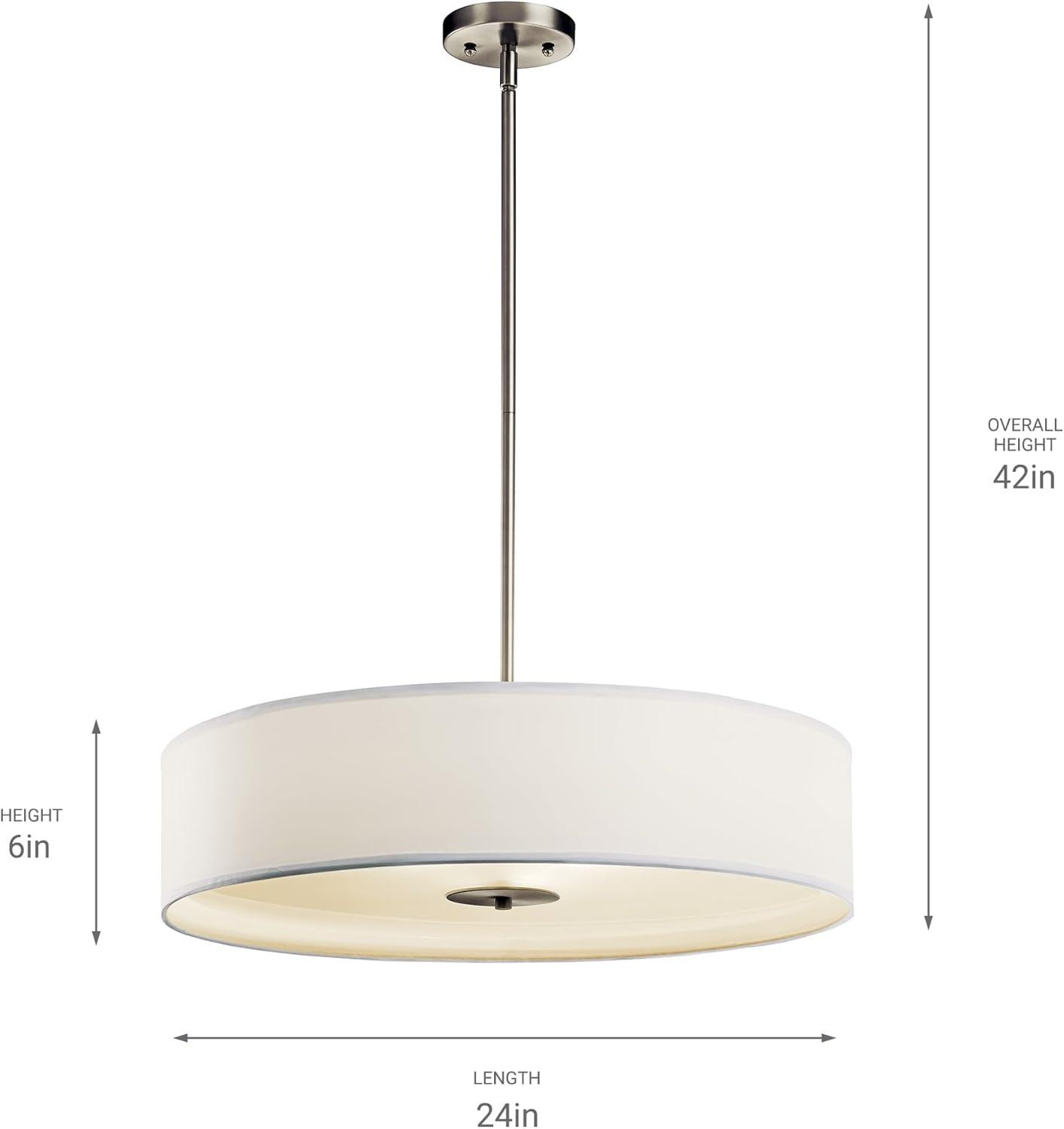 24" 3 Light Convertible Pendant Brushed Nickel