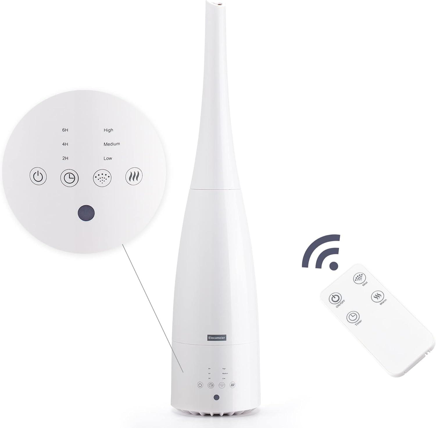 White Ultrasonic Warm and Cool Mist Humidifier with Remote Control