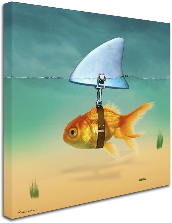 Trademark Fine Art - 14"x14" Mark Ashkenazi 'Gold Fish' Canvas Art