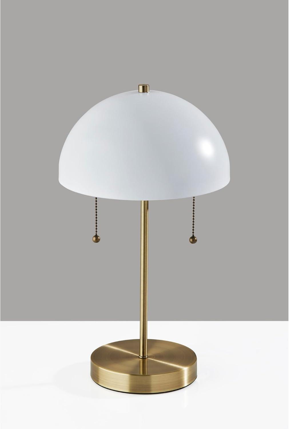 Adesso Bowie Table Lamp, Antique Brass & White, Electronic, Painted White Metal Shade