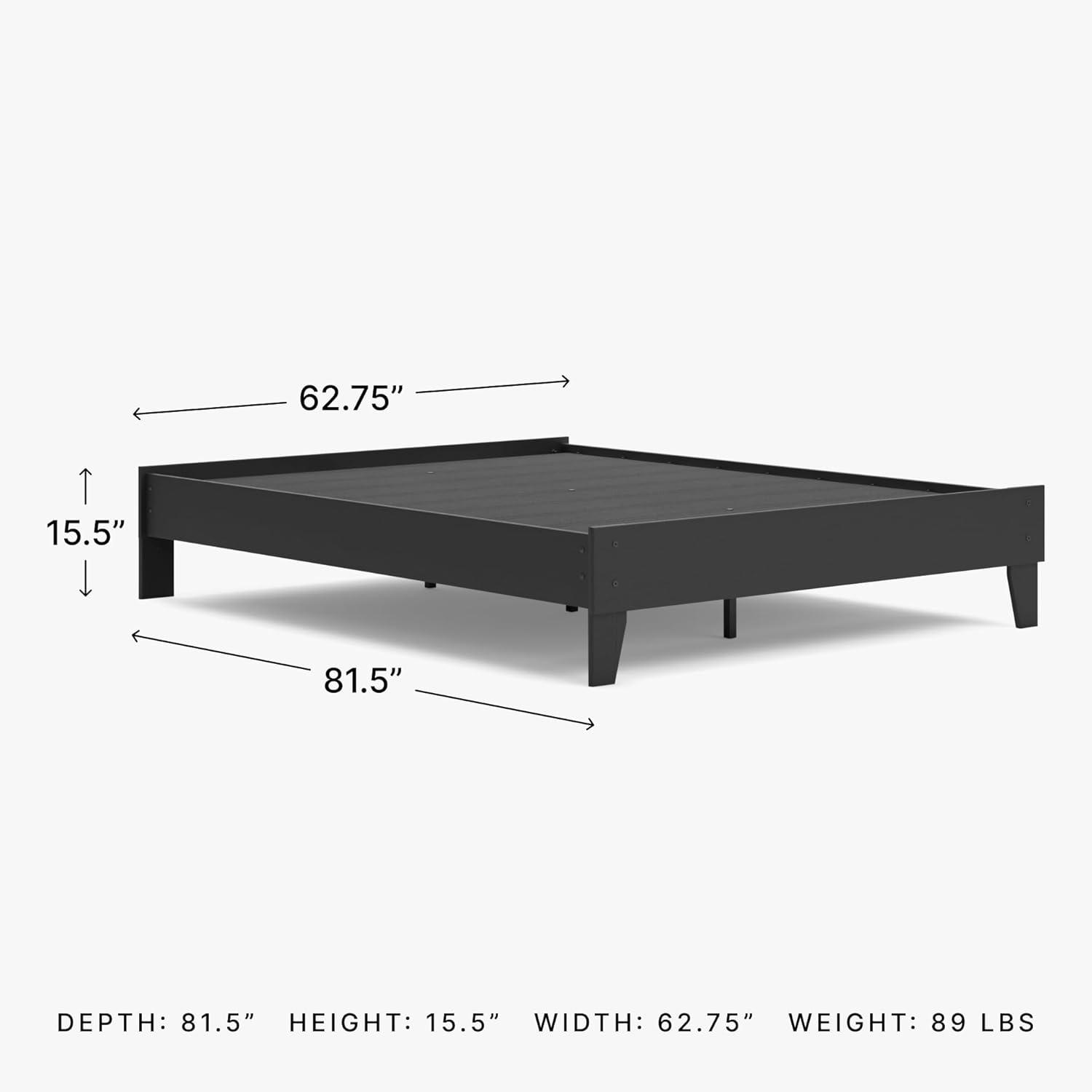 Signature Design by Ashley Queen Piperton Platform Bed Black: Modern Style, MDF Frame, No Box Spring Needed