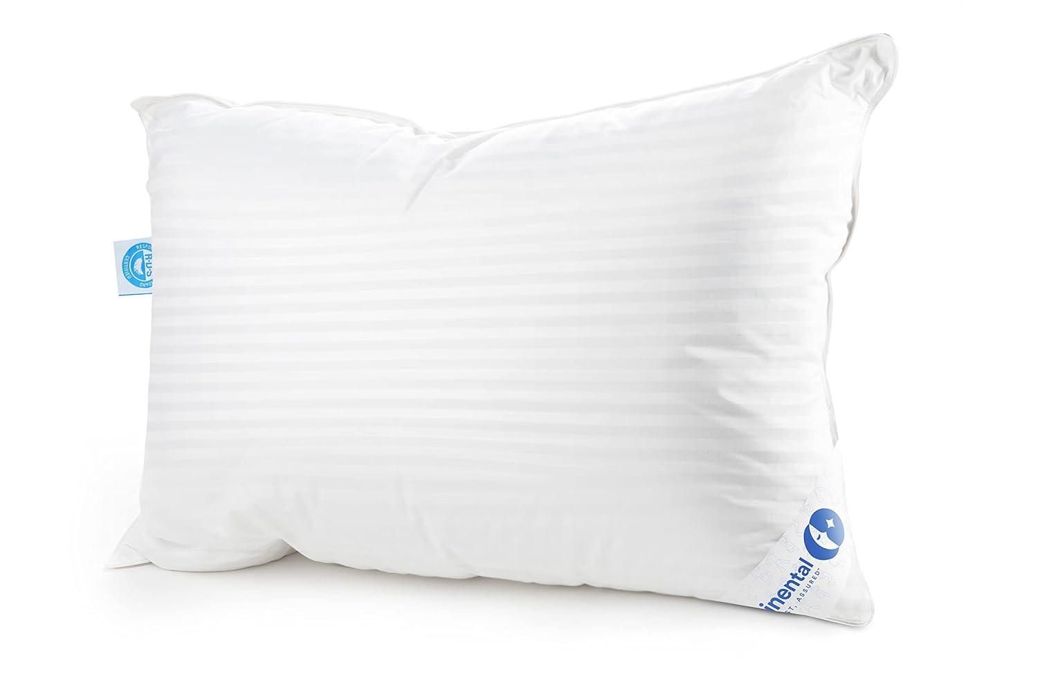 ContinentalBedding 700 Fill Power 100% White Goose Down Bed Pillows 100% Cotton Firm, Medium and Soft (1 Pillow)