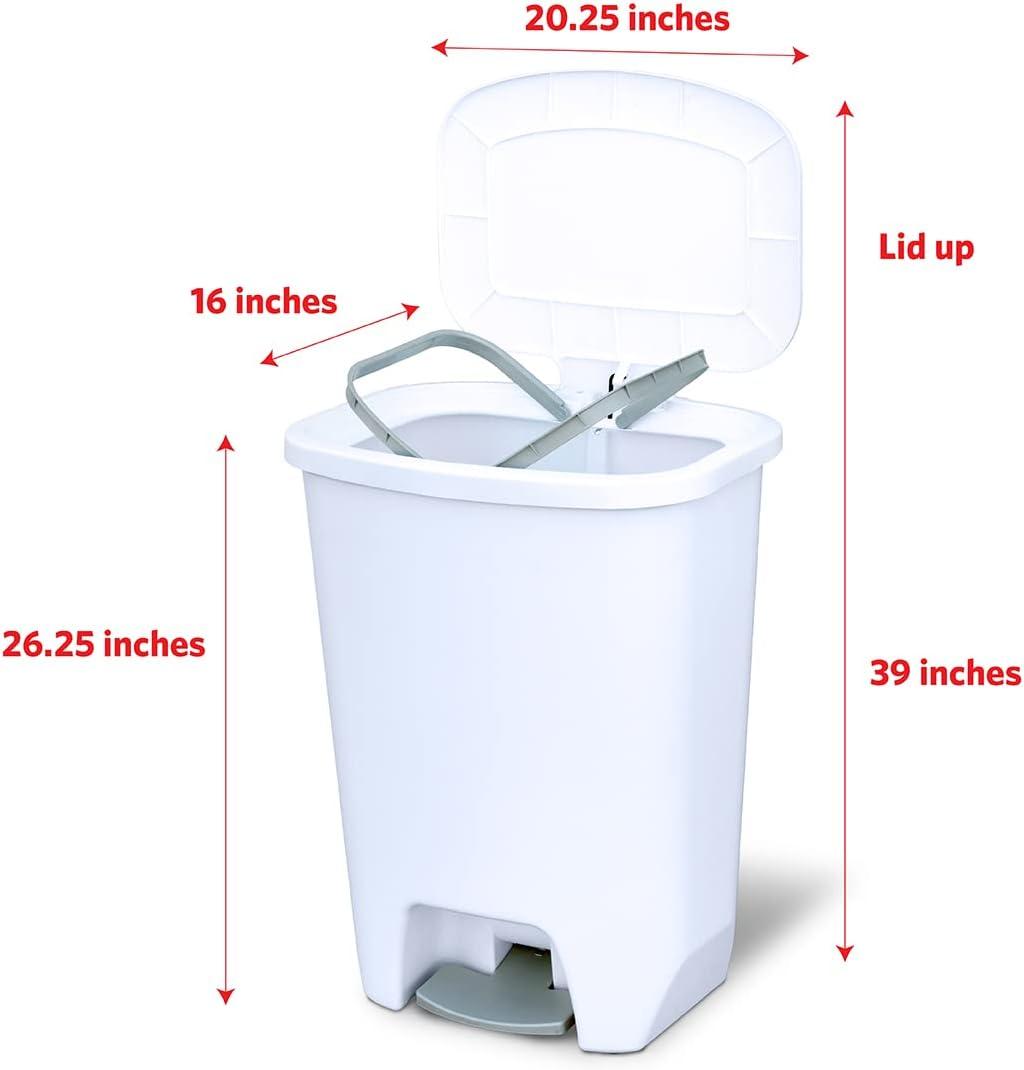 GLAD™ White Plastic Step Trash Can