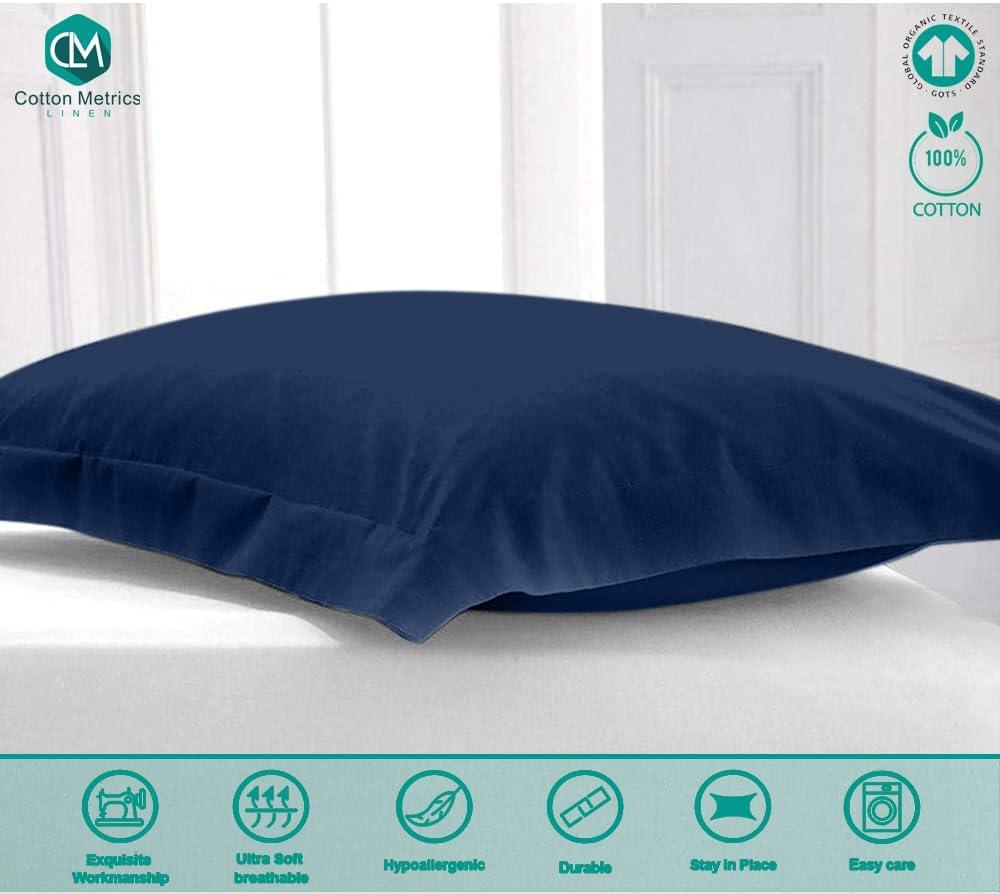 Vedanta Home Collection Square European Pillow Shams 28x28 Set of 2 Navy Blue Euro Shams 600 Thread Count 100% Natural Cotton Euro Pillow Shams Decorative