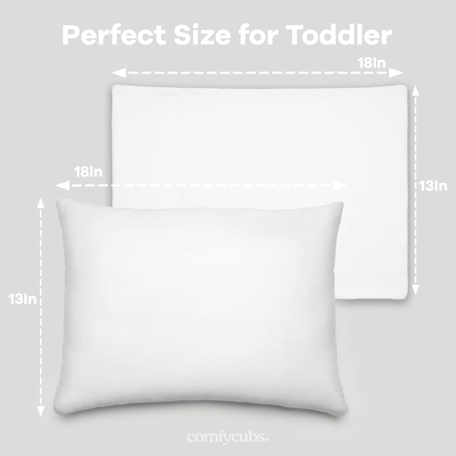 Toddler Pillow with Cotton Pillowcase, 13"x18", Kids Pillow for Sleeping by Comfy Cubs - 1 Pack