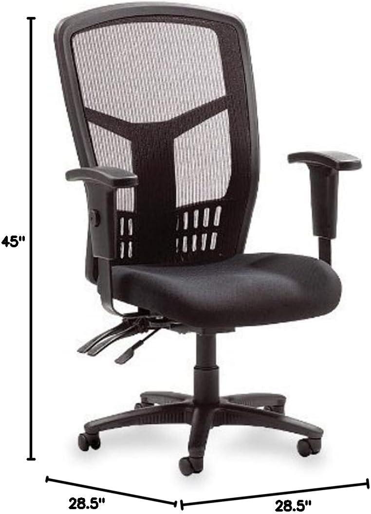 Lorell Executive High-back Mesh Chair Black Fabric Seat - Gray Back - Black Steel, Plastic Frame - 5-star Base - 21" Seat Width x 19.50" Seat Depth - 28.5" Width x 28.5" Depth x 45" Height - 1 Each