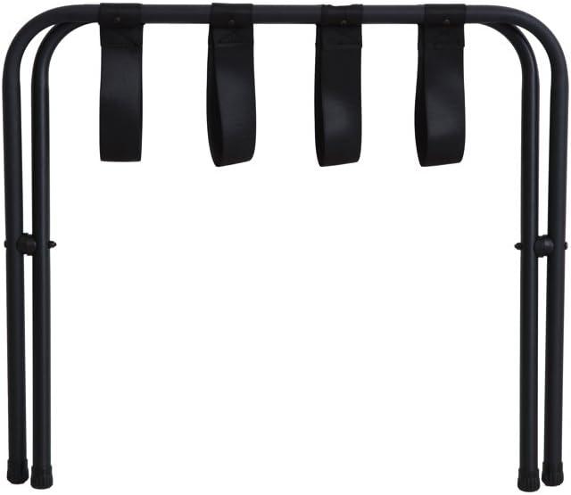 Black Metal Folding Luggage Rack with Nylon Straps