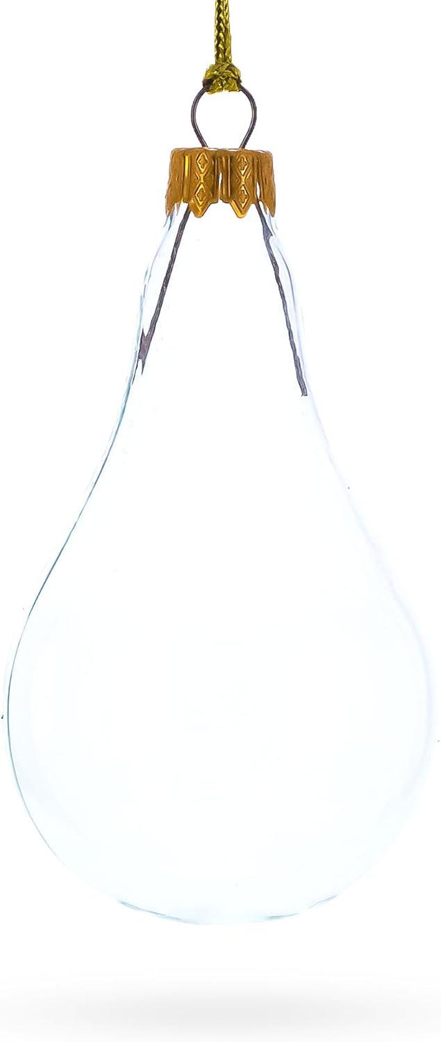 Set of 6 Clear Glass Waterdrop Finial Christmas Ornaments