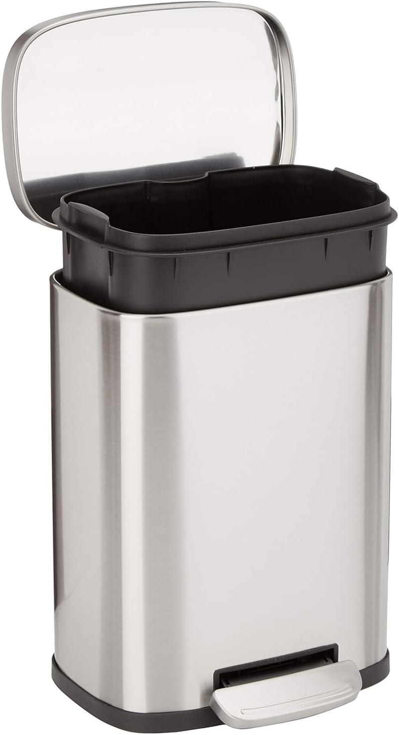 Brushed Stainless Steel Soft-Close Pedal Trash Can, 5L