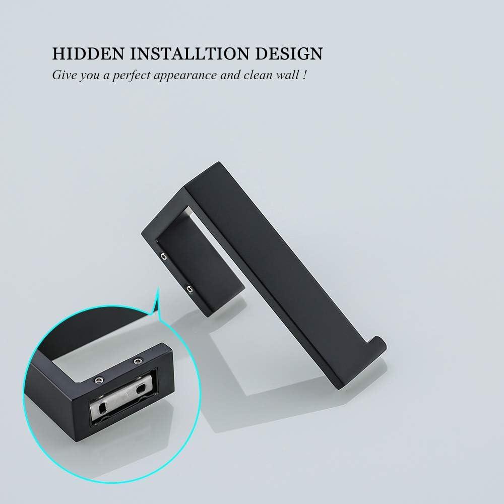 TNOMS Paper Roll Holder Matte Black Wall Mounted Stainless Steel Bathroom Rust Proof Toilet Tissue Holder,Q8002BK
