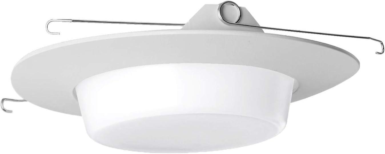 6-Inch White Glass Recessed Shower Trim with Opal Lens