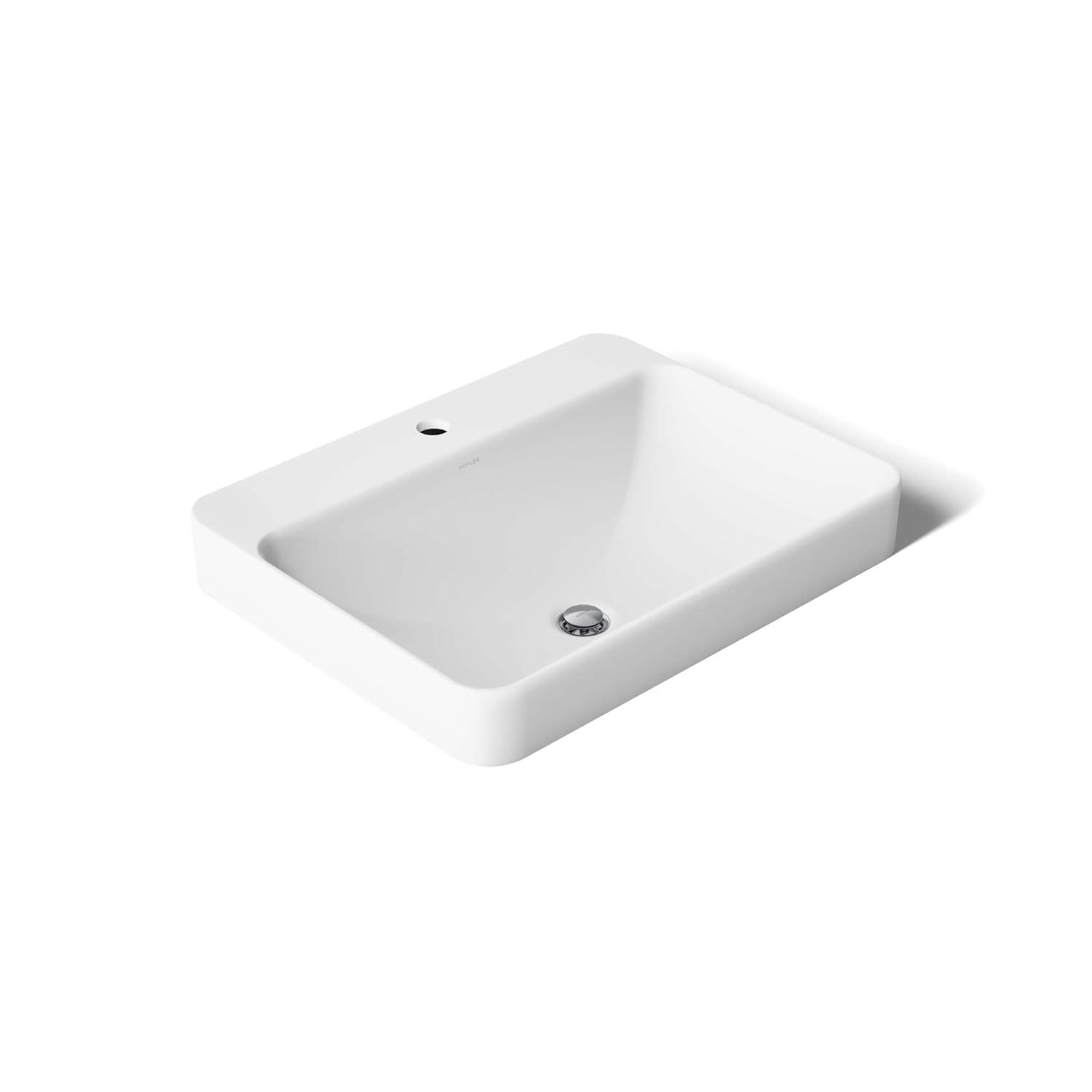 Vox® Vitreous China Rectangular Vessel Bathroom Sink with Overflow