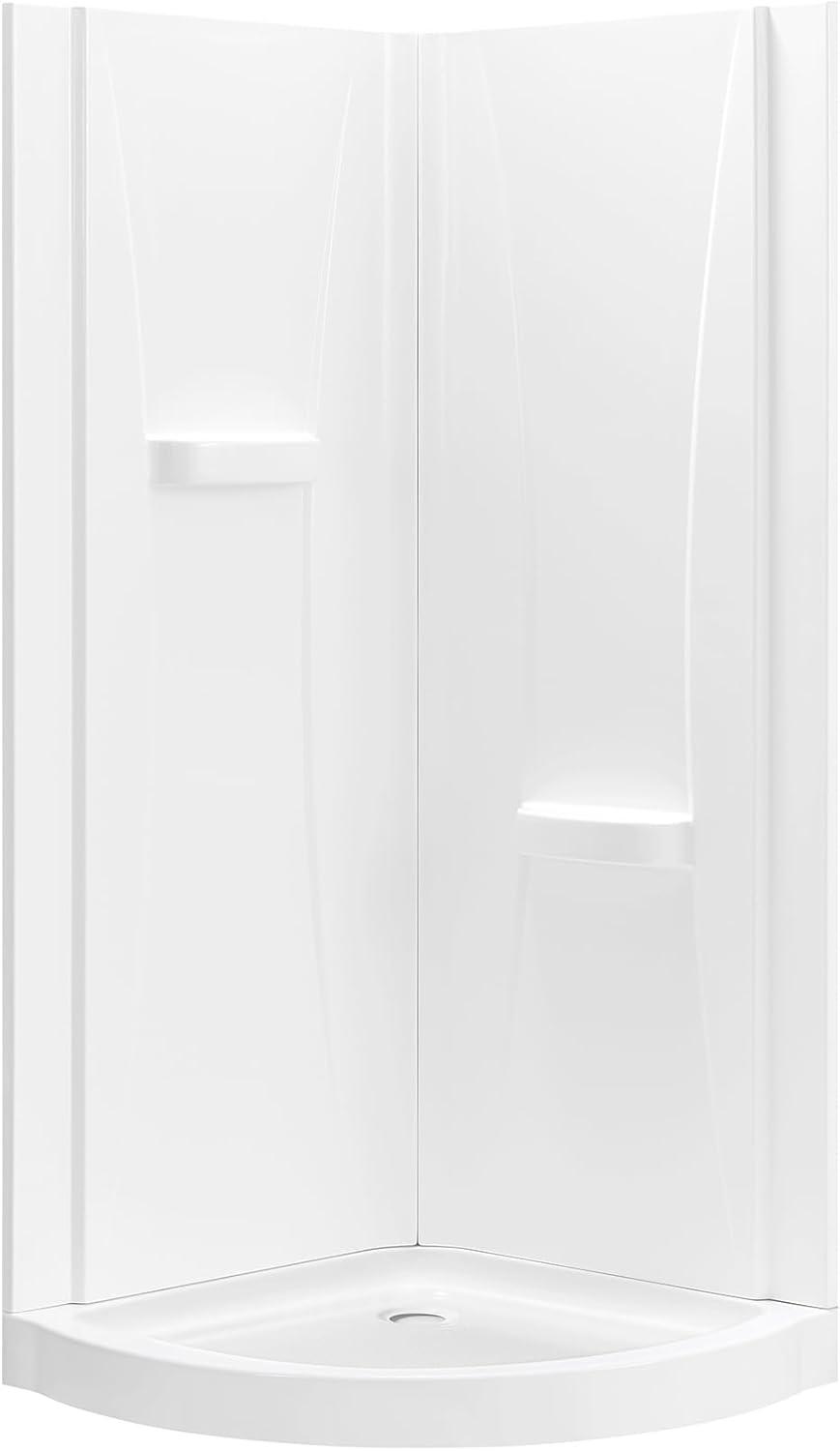 Breeze Round Sliding Shower with Frosted Glass, Acrylic Walls and Base