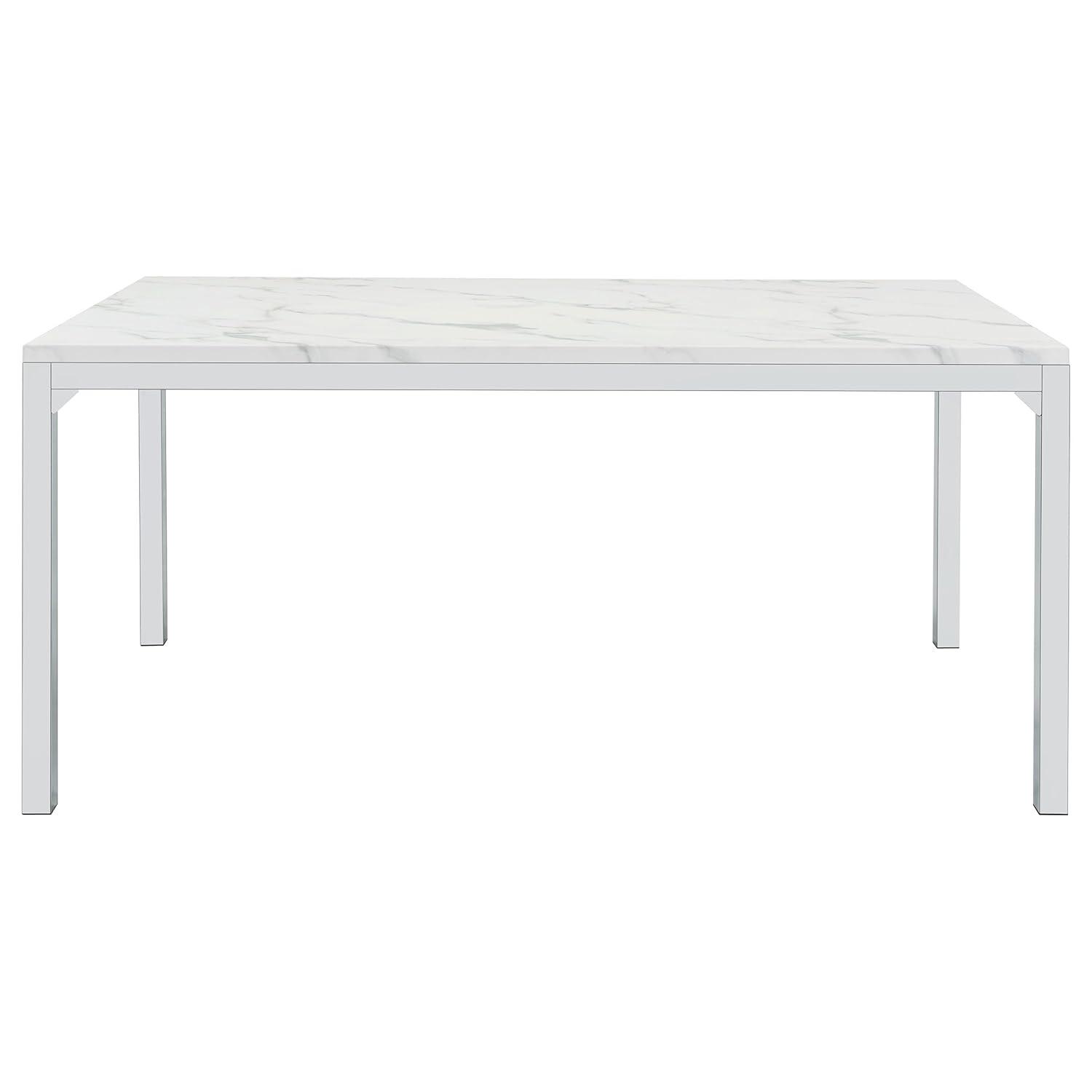 Coaster Athena Rectangle Metal Dining Table with Marble Top in Chrome