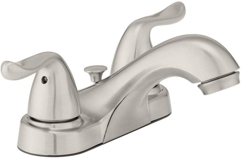 Brushed Nickel 4" Double Handle Low-Arc Bathroom Faucet