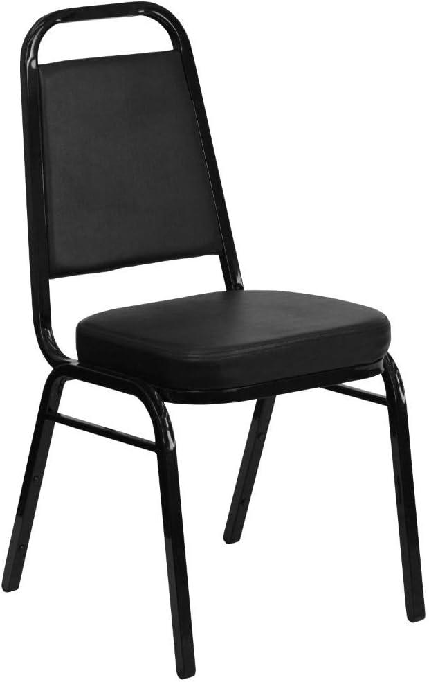 Elegant Black Vinyl Banquet Chair with Powder-Coated Steel Frame