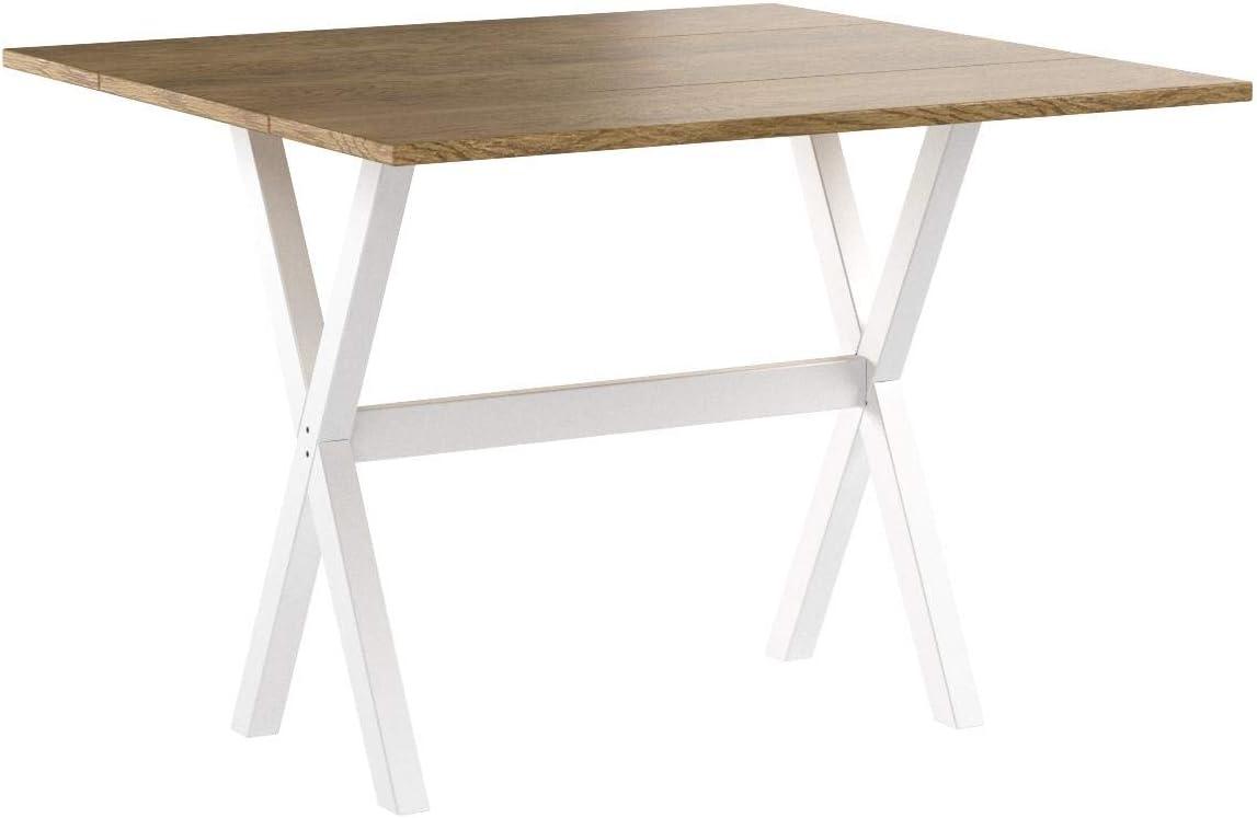 Nathan James Drop Leaf Dining Table Warm Dark Oak/Warm White