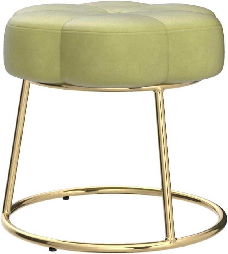 Seraphina Gold Plated Base Light Green Velvet Vanity Stool