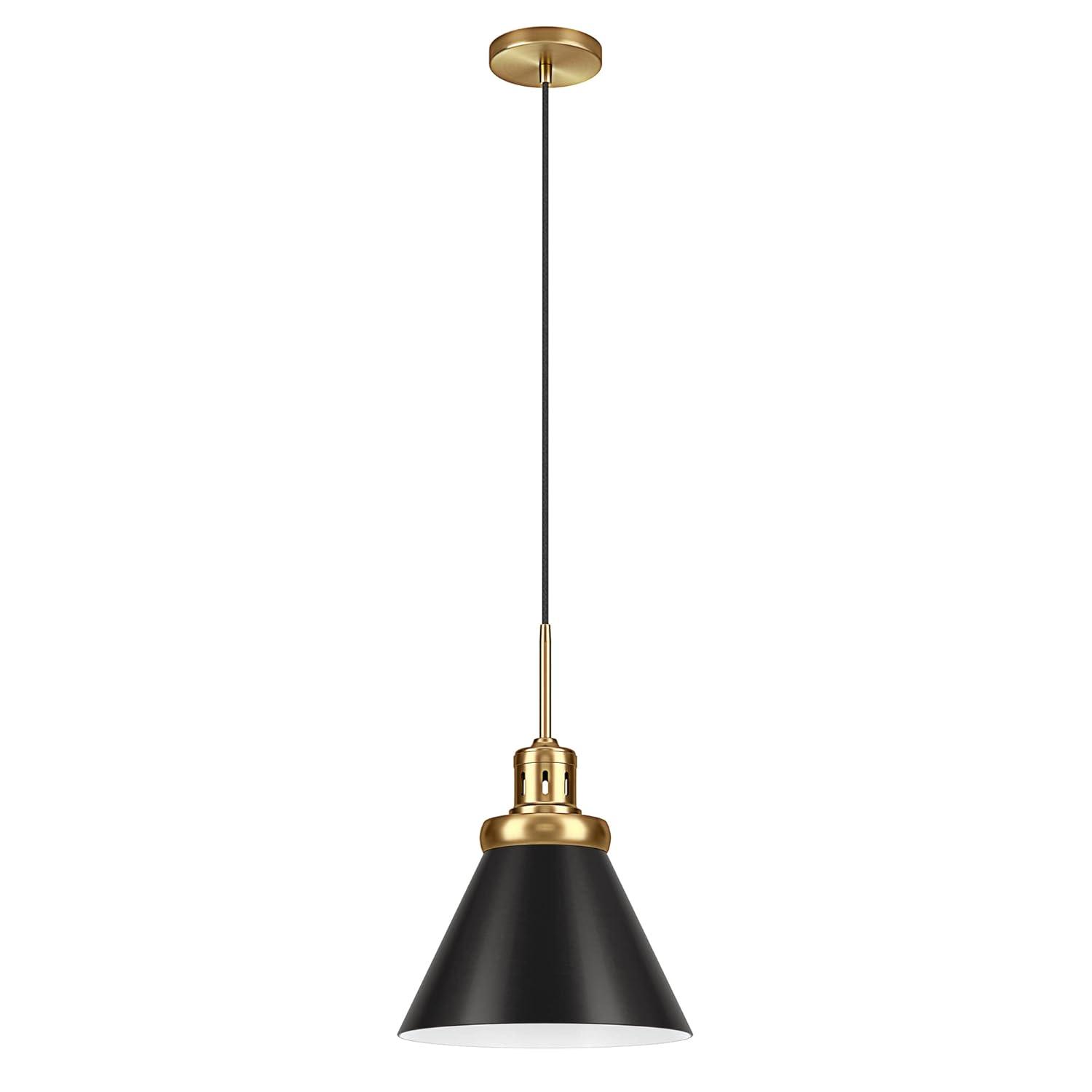 Evelyn&Zoe 17" Brushed Brass/Blackened Bronze Pendant