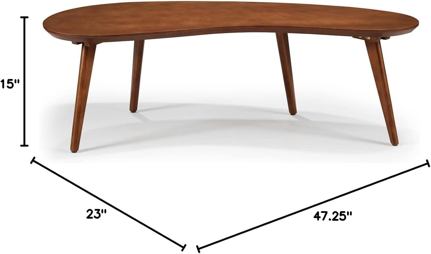 Camaflexi Mid Century Modern Coffee Table Small Tabletop Wood Coffee Desk, White