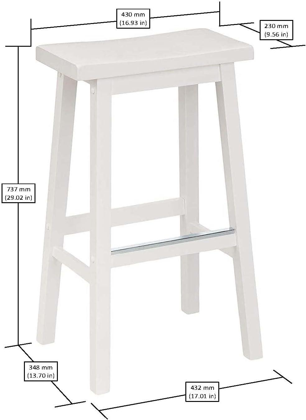 eHemco Heavy-Duty Solid Wood Saddle Seat Kitchen Counter Height Barstools, 29 Inches, White, Set of 2