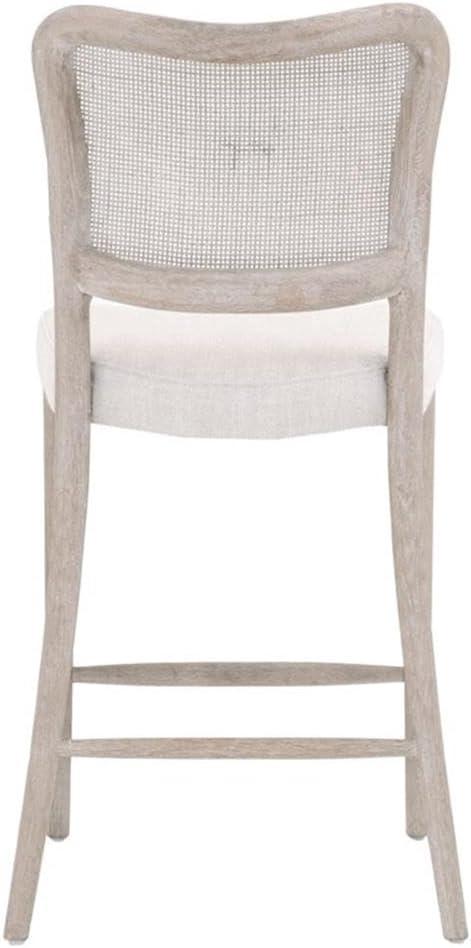 Bisque Gray Oak and Cane Counter Stool