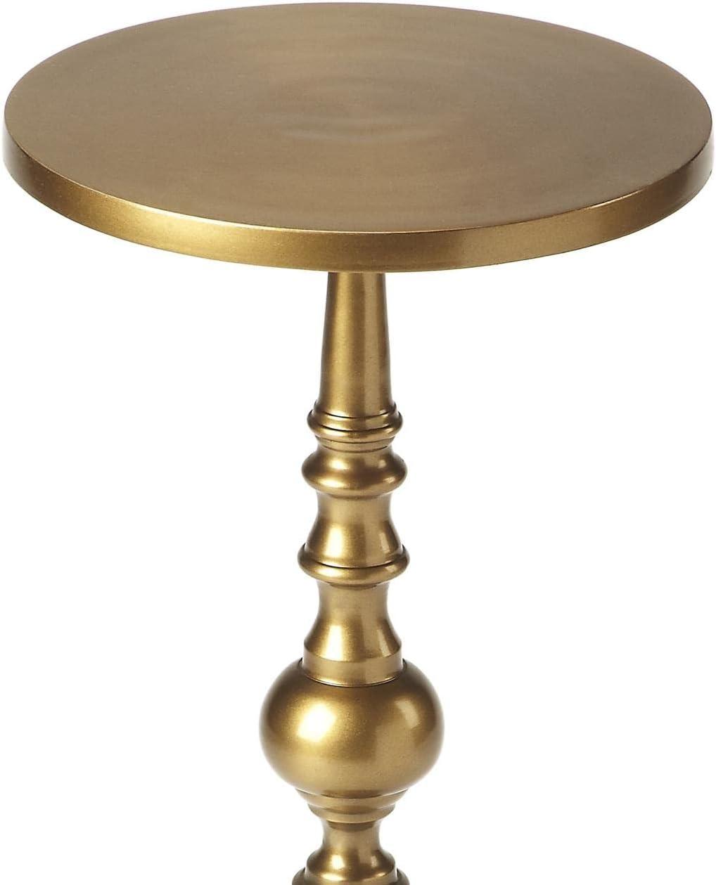 Millender Round Antique Gold Aluminum Pedestal End Table