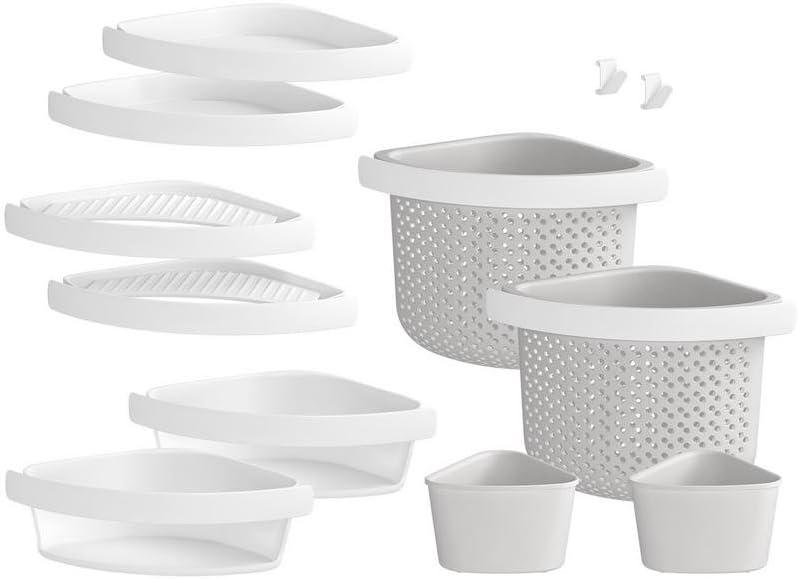 STORE+ 12-Piece Wall Mounted Shower Caddy in White Finish