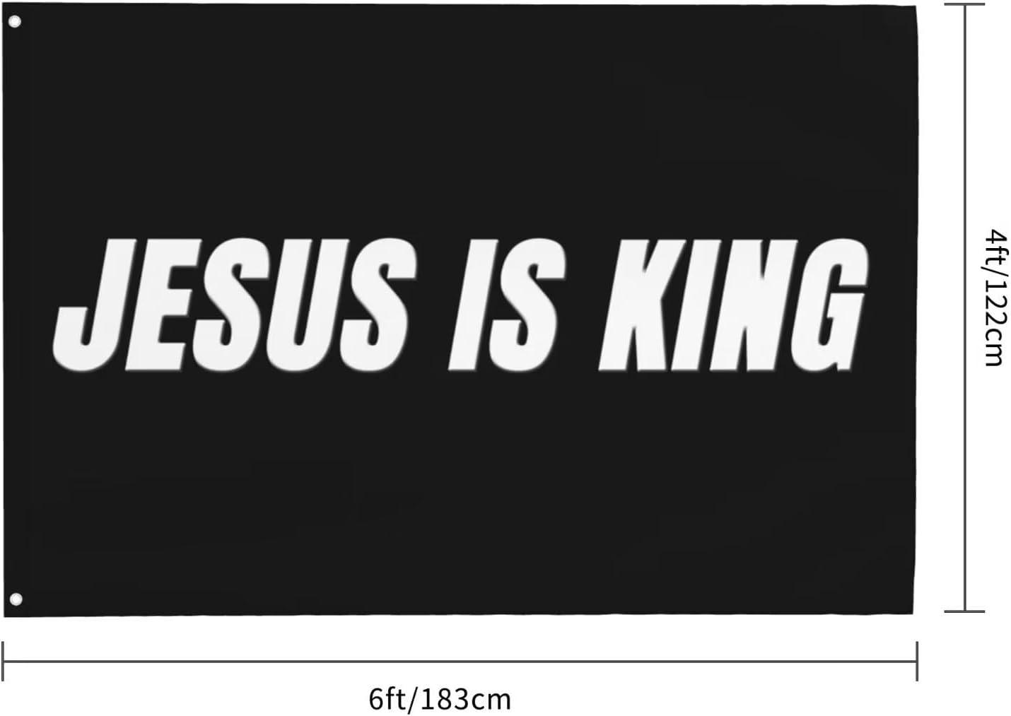 Jesus Is King Flag - Christian Jesus Flag - Outdoor Flags Hope Faith Over Fear - Easter Flags Decoration Gift - Indoor Wall Decoration - 3X5FT