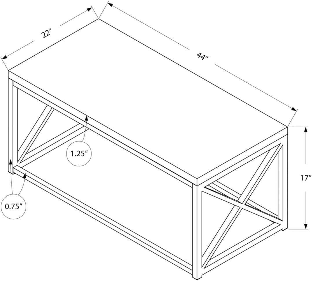 Monarch Specialties Coffee Table, Accent, Cocktail, Rectangular, Living Room, 44"L, Beige Laminate