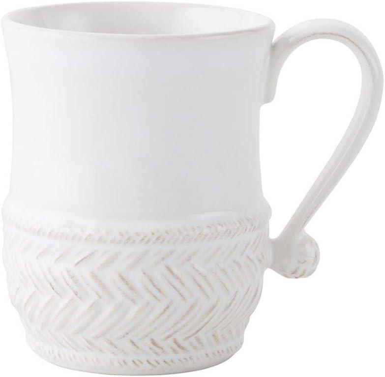 White Ceramic Mug with Embossed Detailing, 15oz