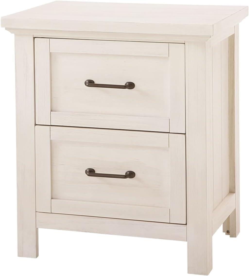 Westfield Brushed White 2-Drawer Hardwood Nightstand