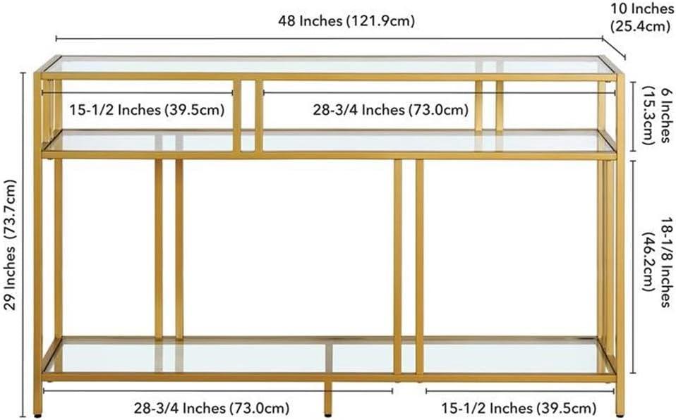 Henn&Hart 48" Blackened Bronze Metal/Glass Console Table