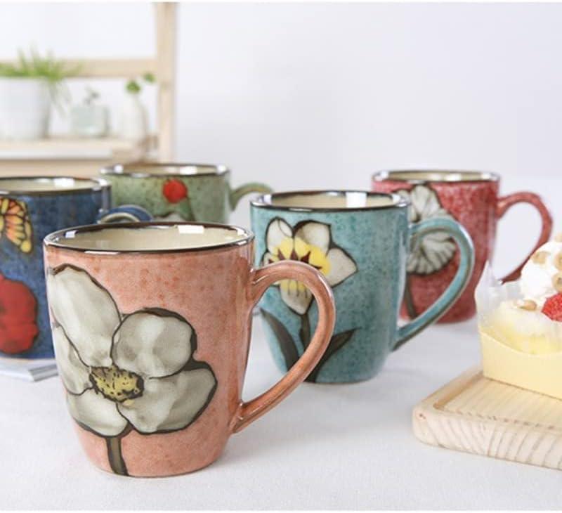 Floral Kiln Glazed Ceramic Mugs Set of 4
