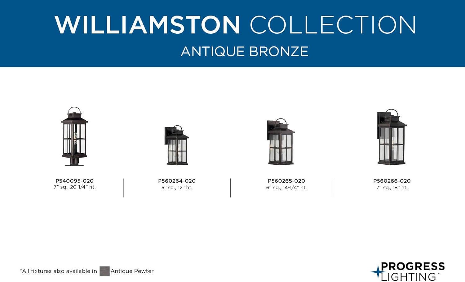 Progress Lighting Williamston 1-Light Antique Bronze Outdoor Wall Lantern with Clear Glass Shade