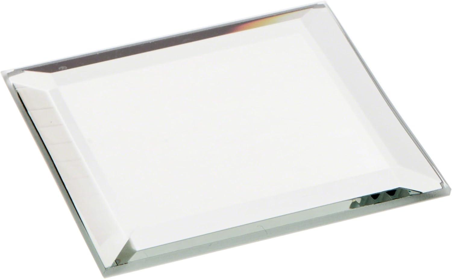 Plymor 2" Square, 3mm Thick Beveled Glass Mirror, Pack of 2