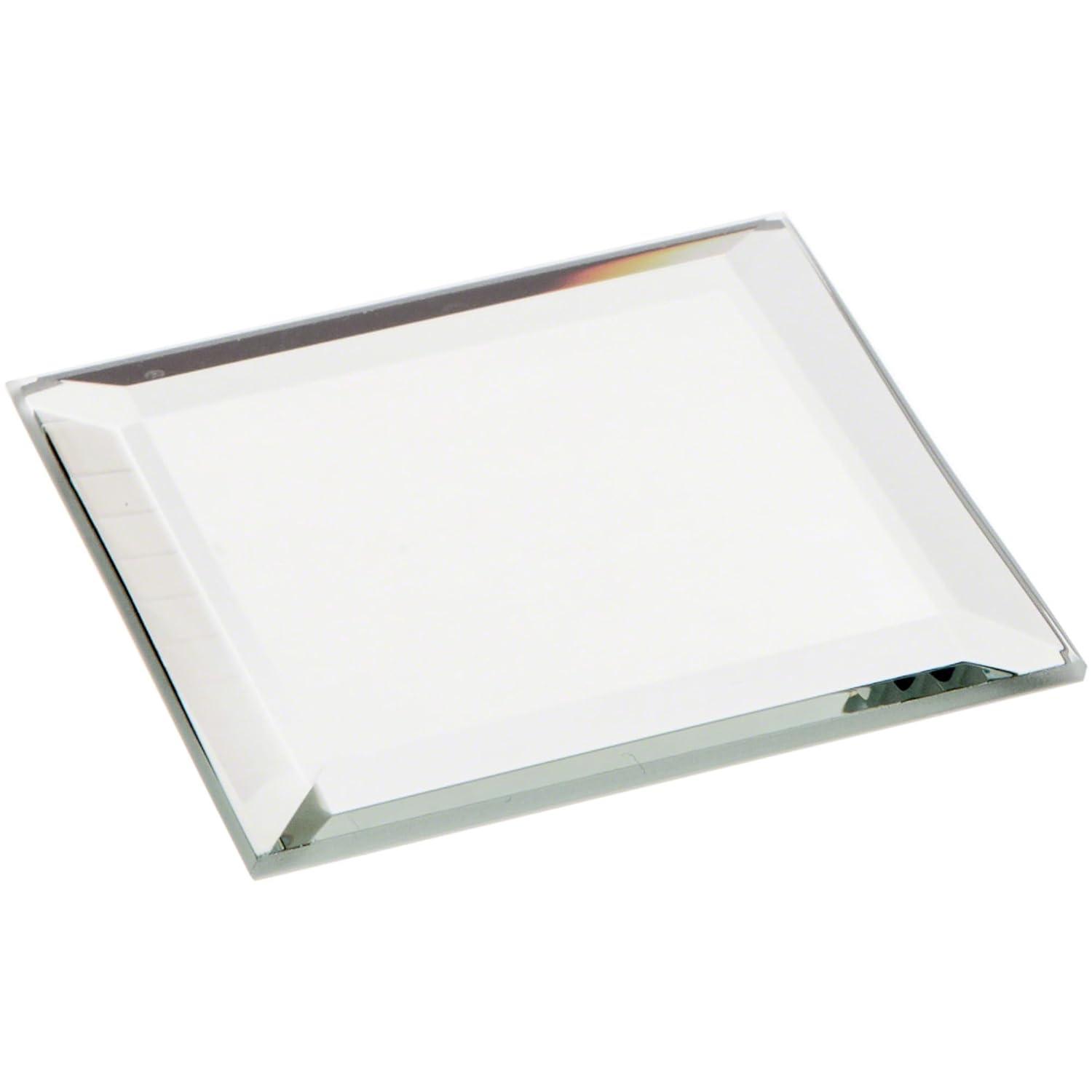 Plymor 2" Square, 3mm Thick Beveled Glass Mirror, Pack of 2