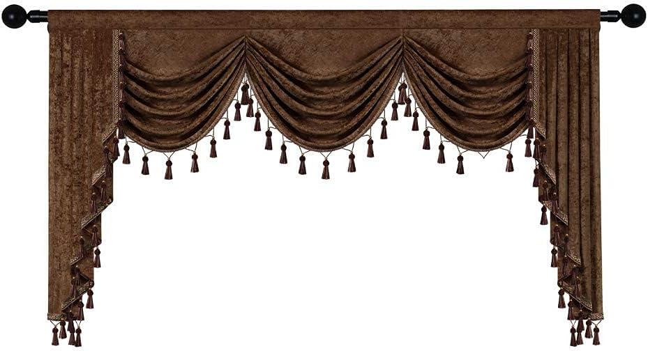 Gold Chenille Waterfall Valance with Rod Pocket