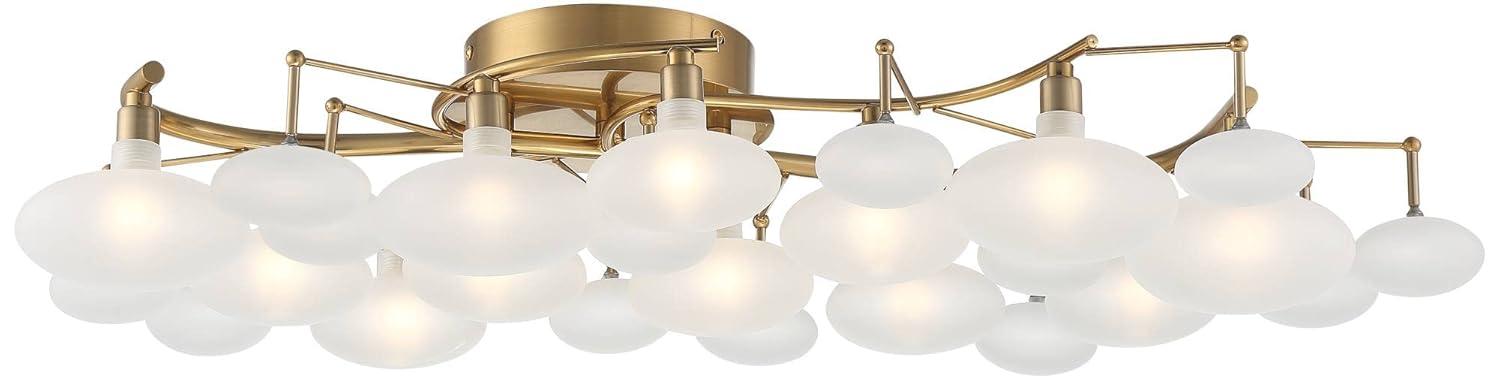 Possini Euro Design Lilypad Modern Ceiling Light Semi Flush Mount Fixture 30 1/4" Wide Warm Brass 12-Light Frosted Glass Shade for Bedroom Living Room