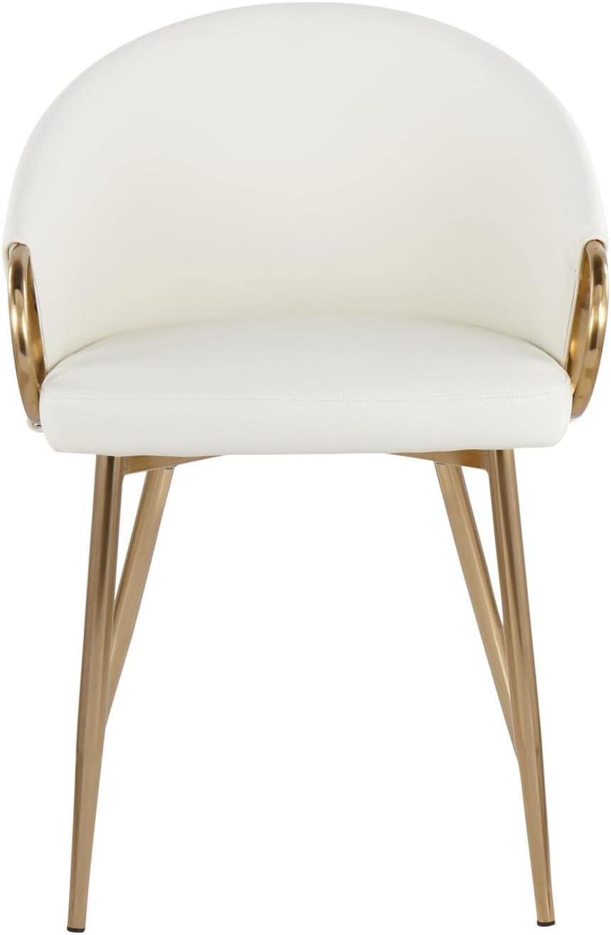 LumiSource Gold Metal, White PU Claire Chair