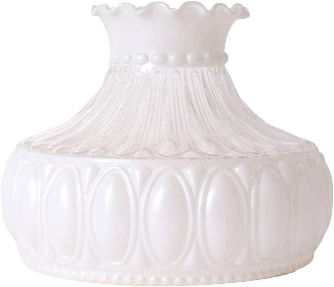 White Frosted Glass Oil Lamp Shade with Clear Mid Section