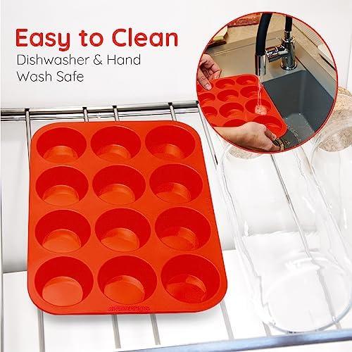 RUseeN Silicone Muffin Pan 2 Pack - 12 Cups Regular Silicone Cupcake Pan, Non-stick Silicone Great for Making Muffin Cakes, Tart, Bread - BPA Free and Dishwasher Safe